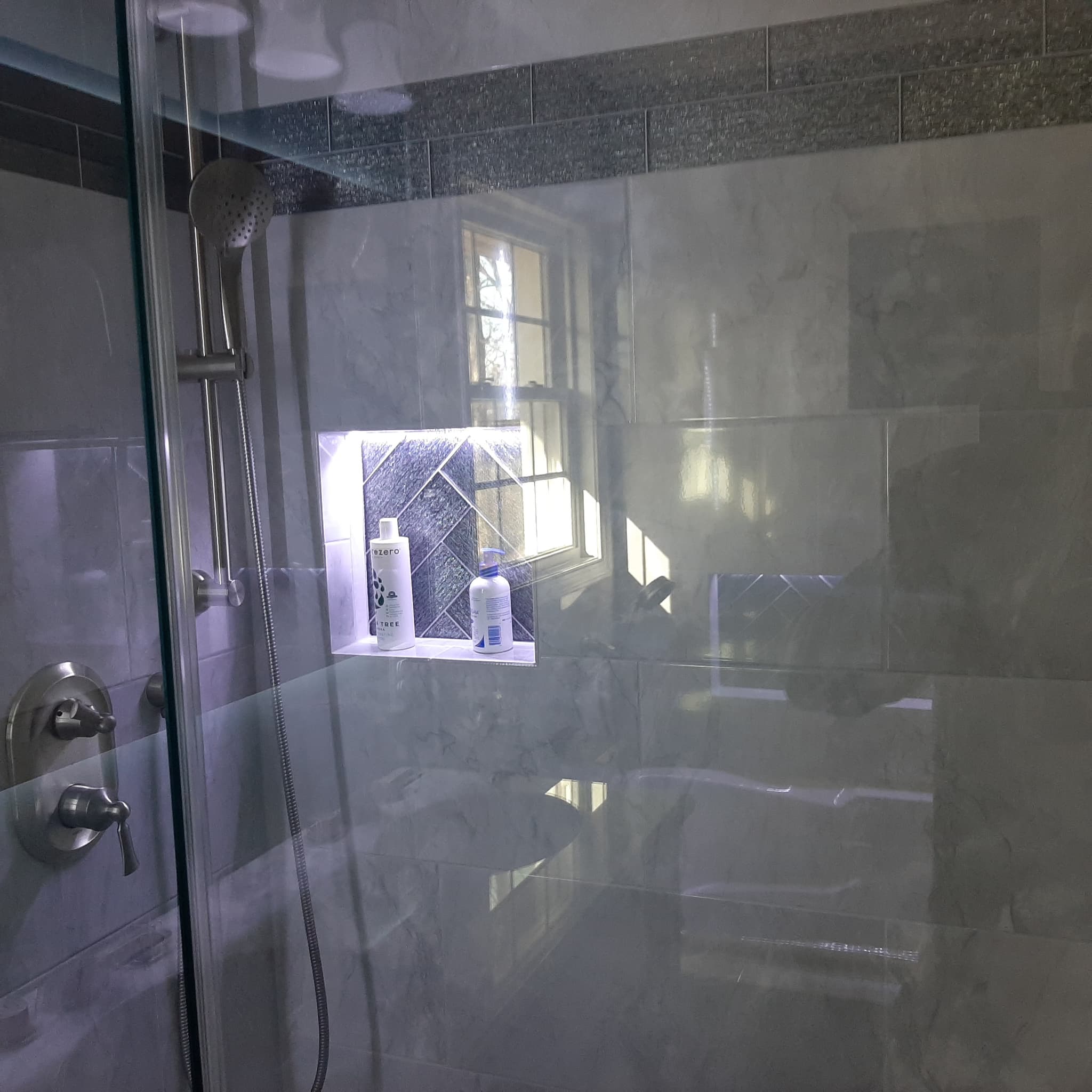 Custom Tiled Shower Wall With Soap Niche Custom Tiled Shower Wall With Soap Niche